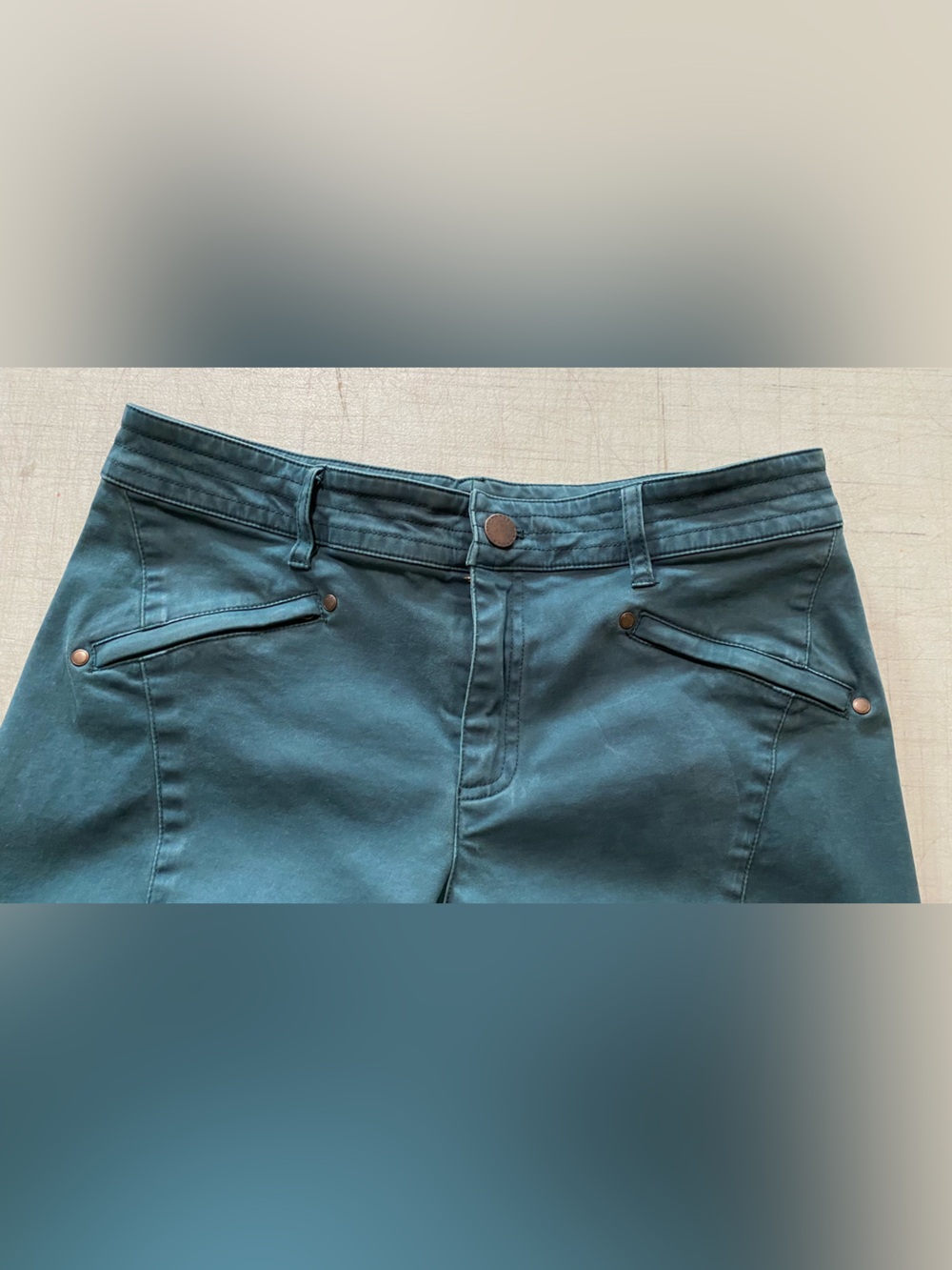 Peruvian Connection Pine Green Skinny Motorcycle Jeans women’s - Picture 5 of 12